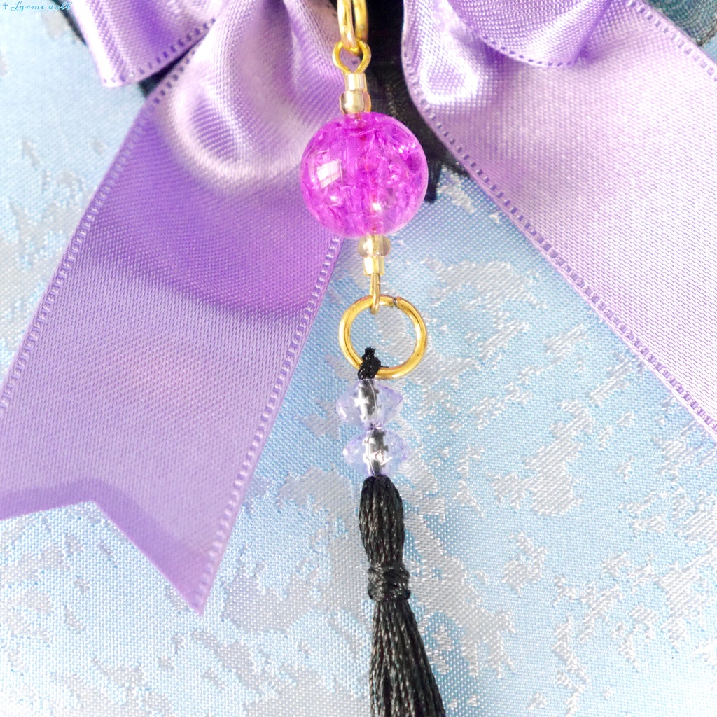 【完成品】【一点物】《☥》タッセル付きチャイナお団子カバー カラー▷黒×紫