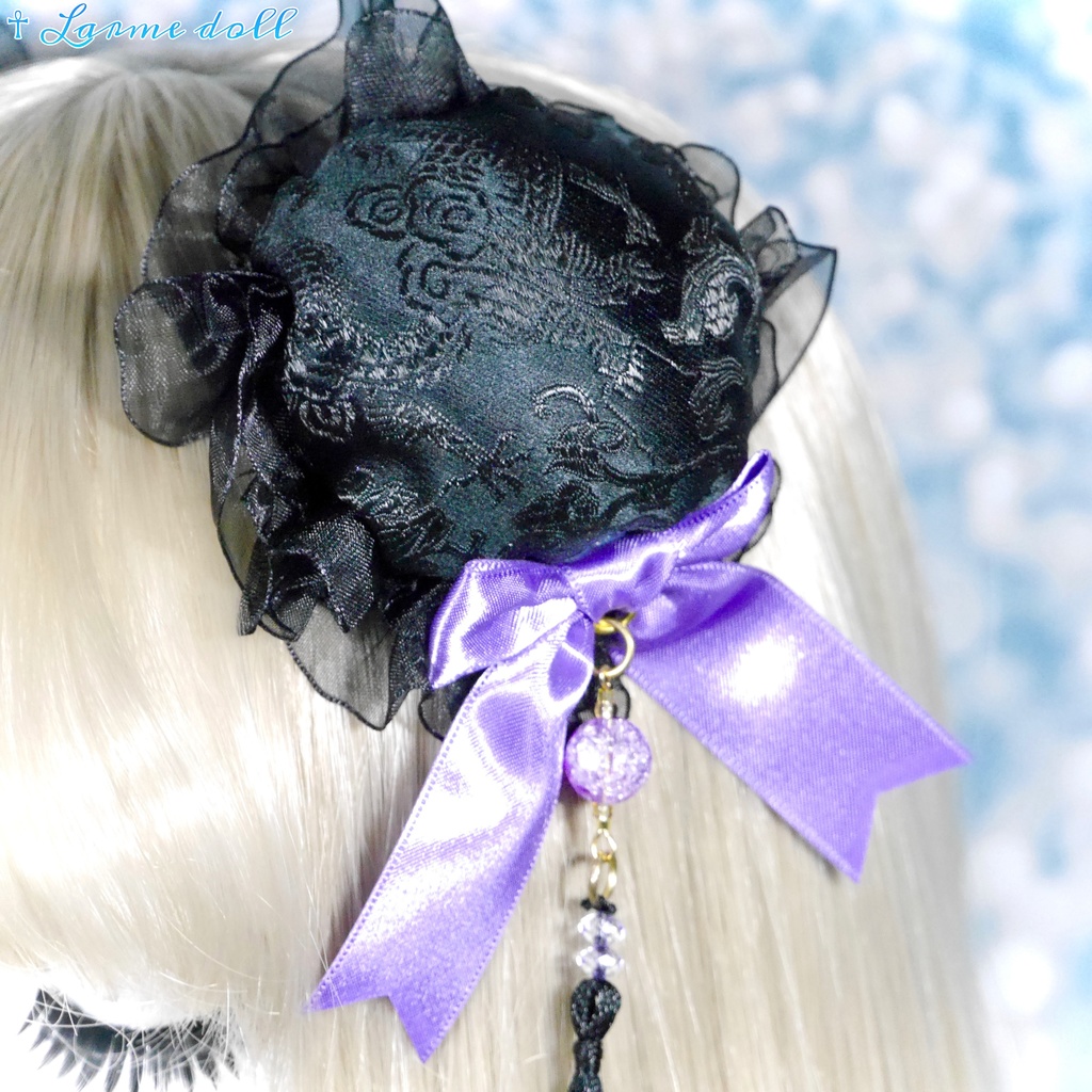 【完成品】【一点物】《☥》タッセル付きチャイナお団子カバー カラー▷黒×紫