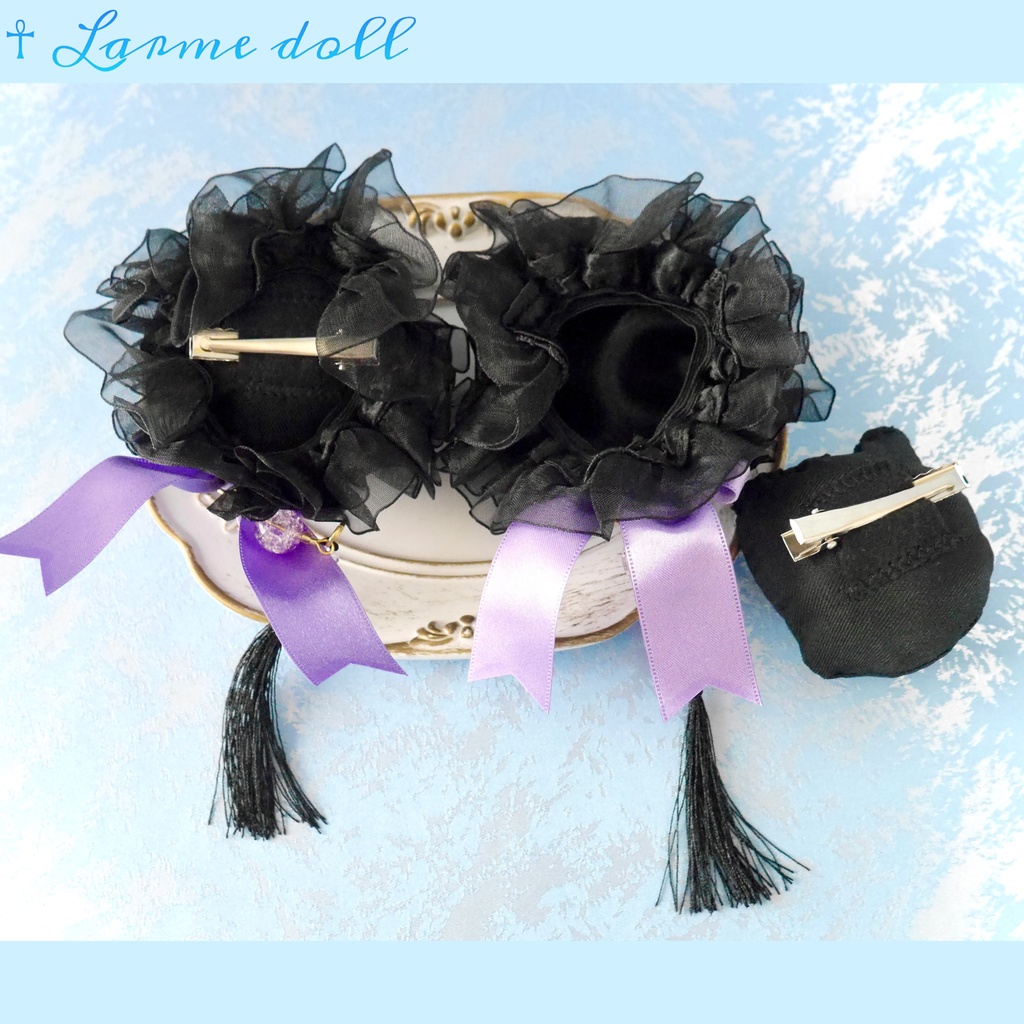 【完成品】【一点物】《☥》タッセル付きチャイナお団子カバー カラー▷黒×紫