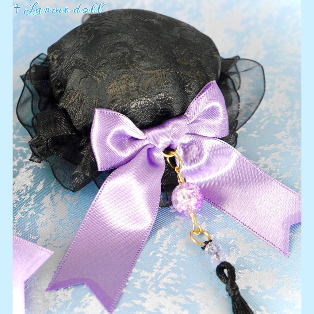 【完成品】【一点物】《☥》タッセル付きチャイナお団子カバー カラー▷黒×紫