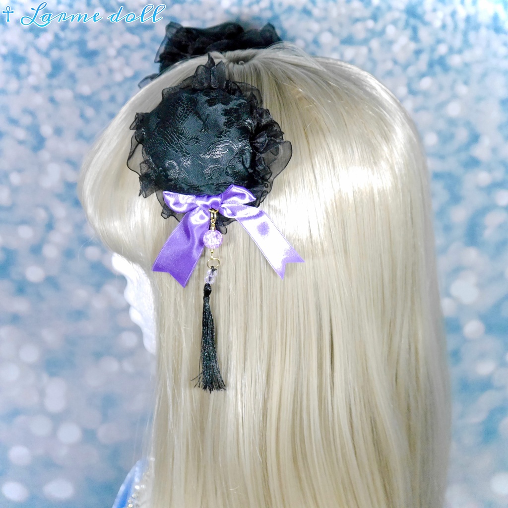 【完成品】【一点物】《☥》タッセル付きチャイナお団子カバー カラー▷黒×紫