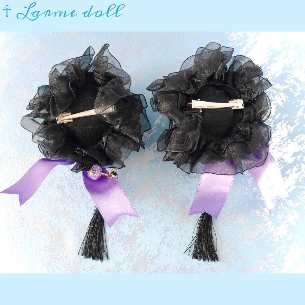 【完成品】【一点物】《☥》タッセル付きチャイナお団子カバー カラー▷黒×紫