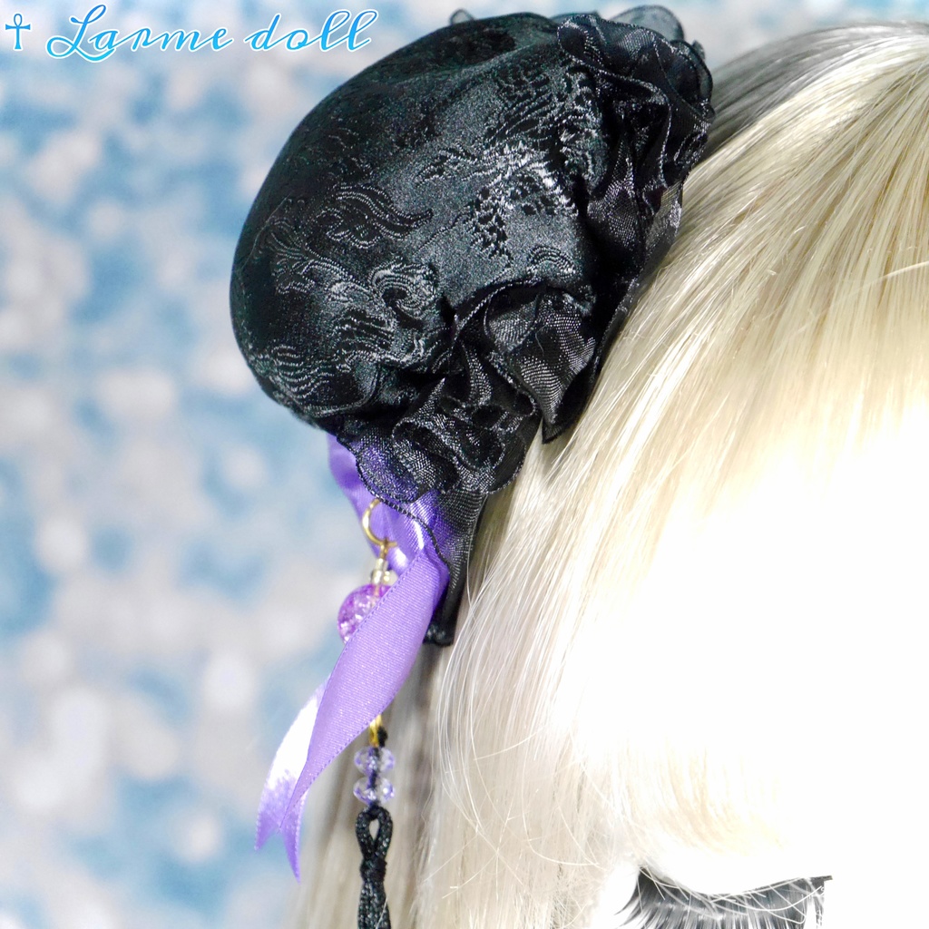 【完成品】【一点物】《☥》タッセル付きチャイナお団子カバー カラー▷黒×紫