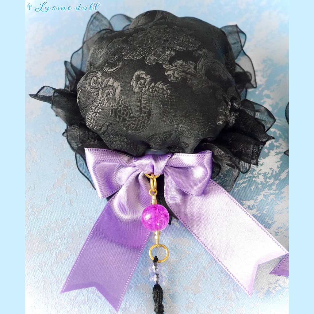 【完成品】【一点物】《☥》タッセル付きチャイナお団子カバー カラー▷黒×紫