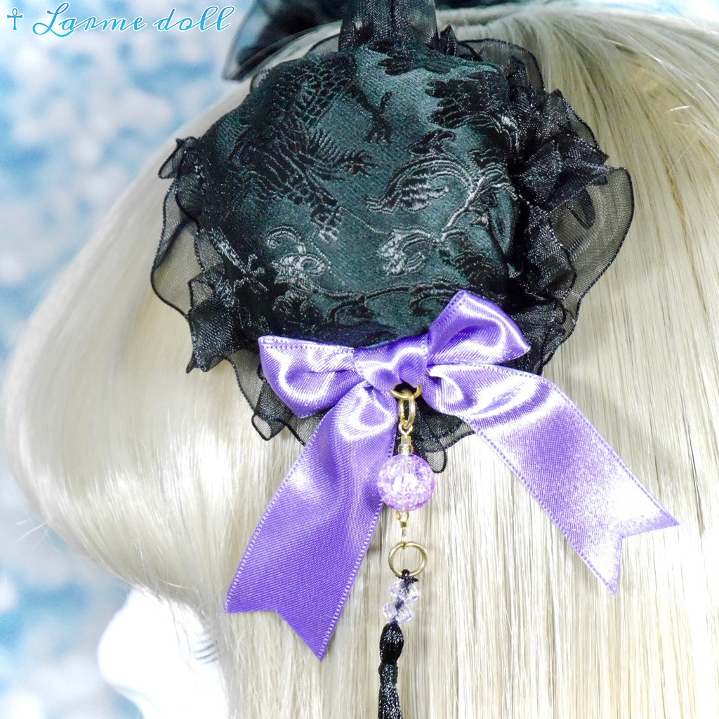 【完成品】【一点物】《☥》タッセル付きチャイナお団子カバー カラー▷黒×紫