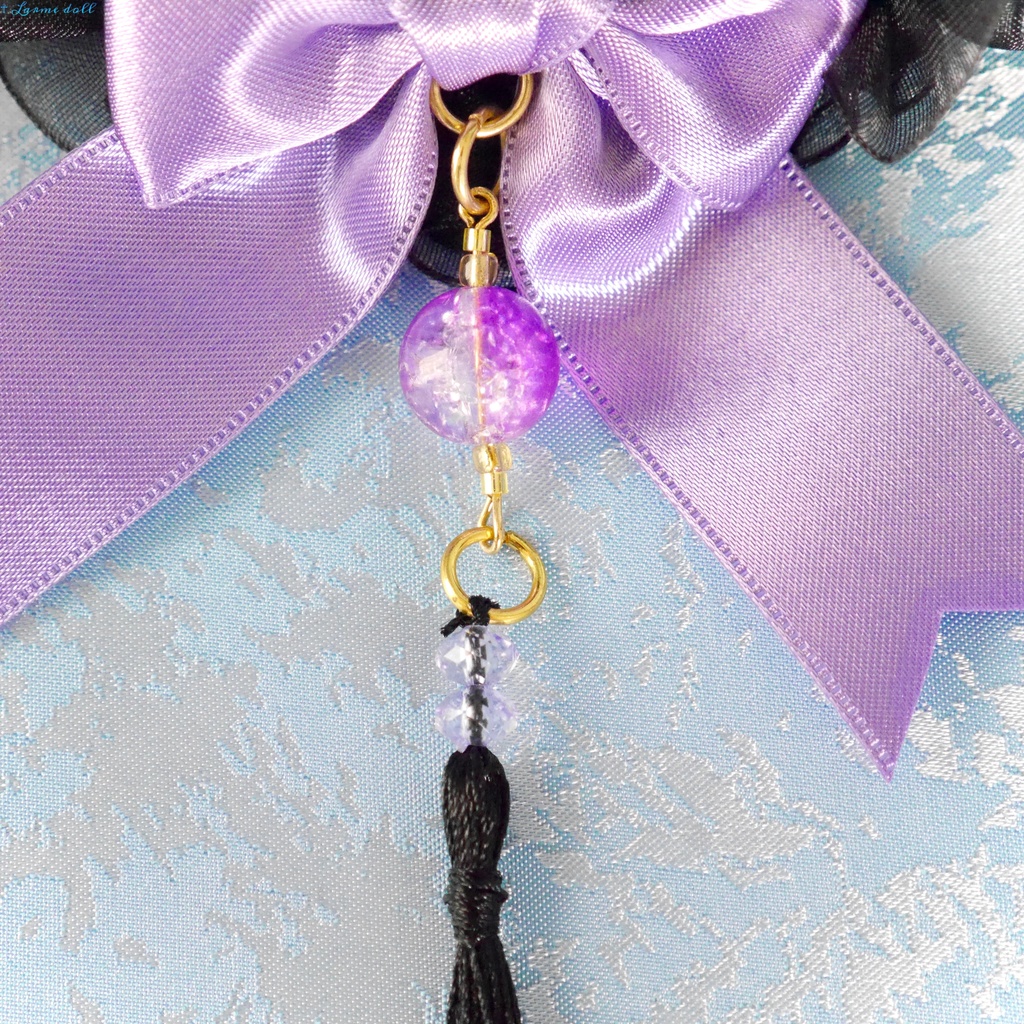 【完成品】【一点物】《☥》タッセル付きチャイナお団子カバー カラー▷黒×紫