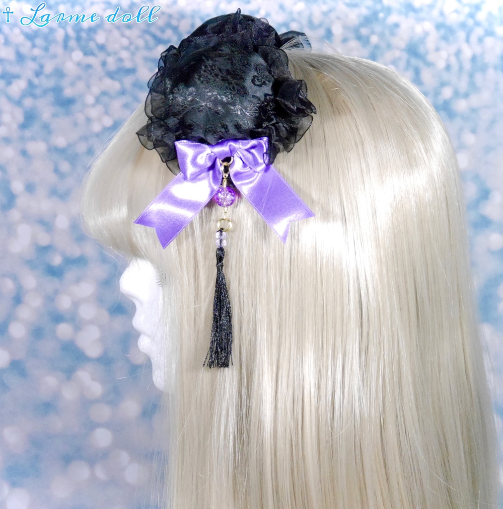 【完成品】【一点物】《☥》タッセル付きチャイナお団子カバー カラー▷黒×紫