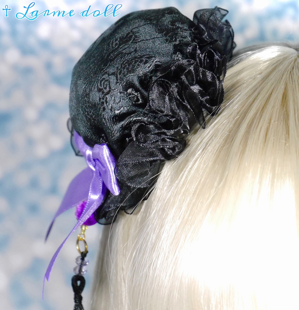 【完成品】【一点物】《☥》タッセル付きチャイナお団子カバー カラー▷黒×紫