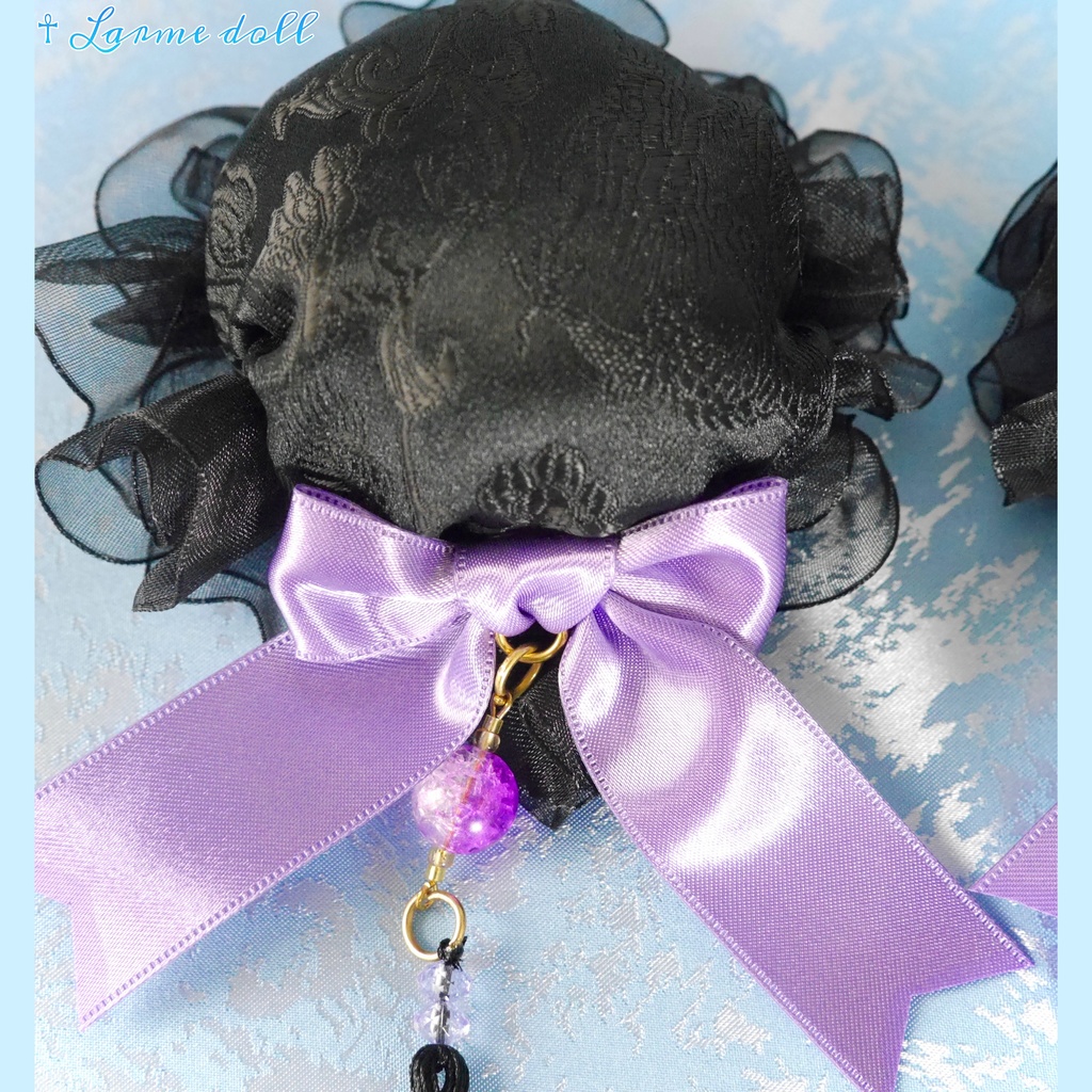 【完成品】【一点物】《☥》タッセル付きチャイナお団子カバー カラー▷黒×紫