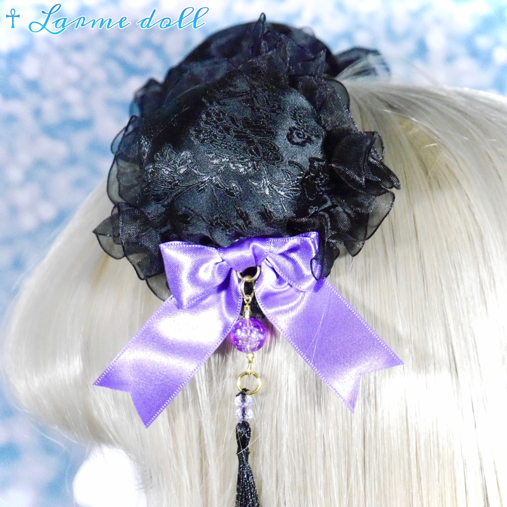 【完成品】【一点物】《☥》タッセル付きチャイナお団子カバー カラー▷黒×紫