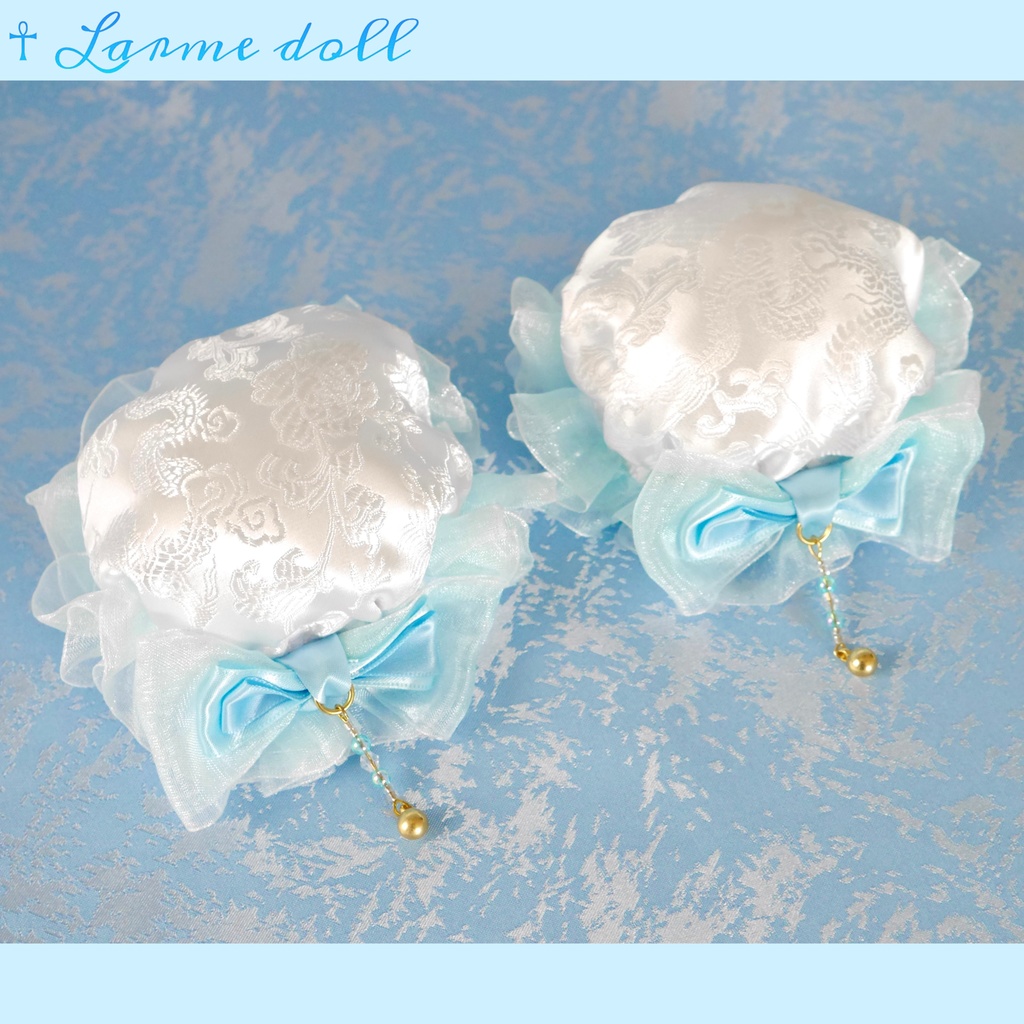 【完成品】【一点物】《☥》ゆめかわチャイナお団子カバー カラー▷白×水色