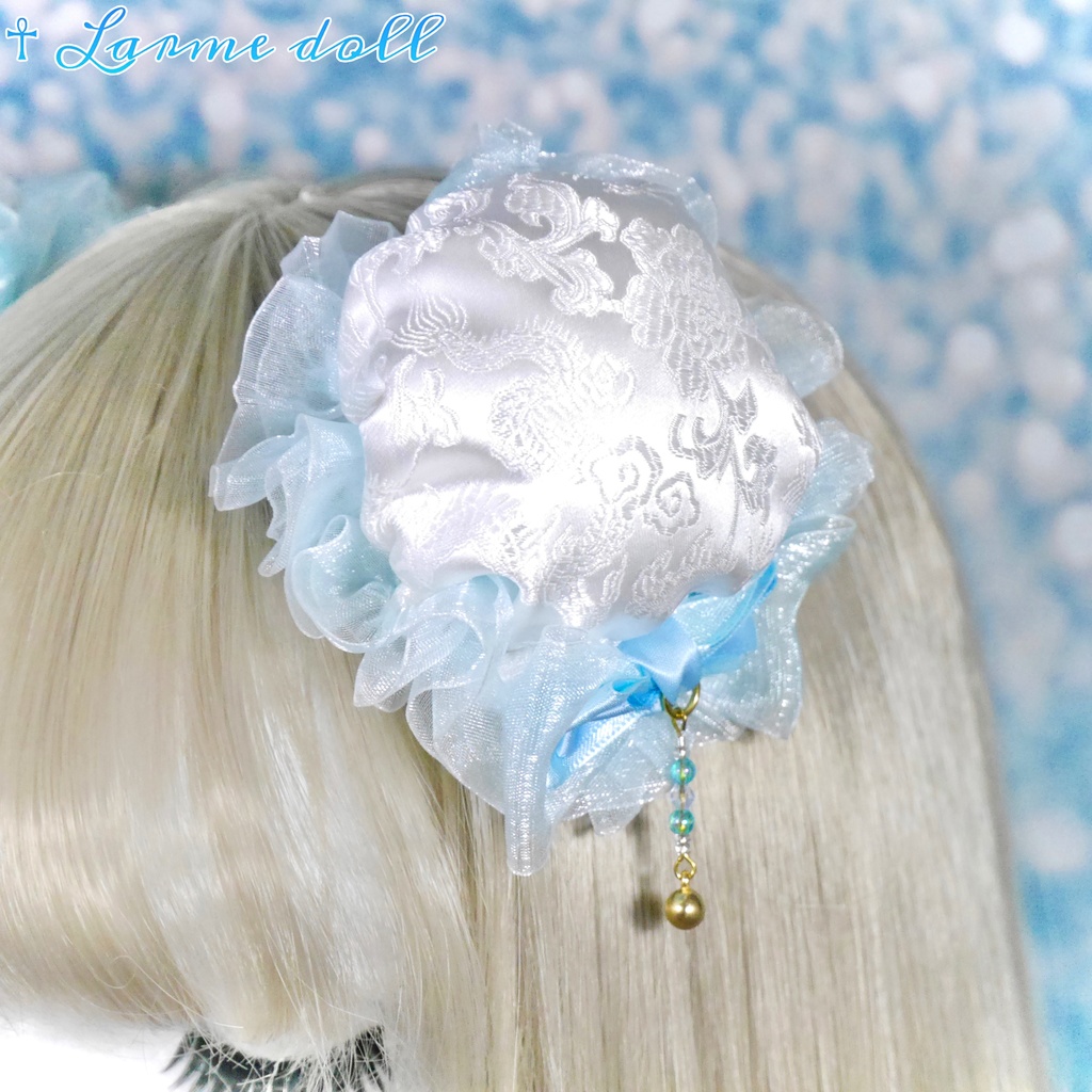 【完成品】【一点物】《☥》ゆめかわチャイナお団子カバー カラー▷白×水色