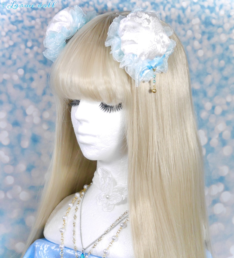 【完成品】【一点物】《☥》ゆめかわチャイナお団子カバー カラー▷白×水色