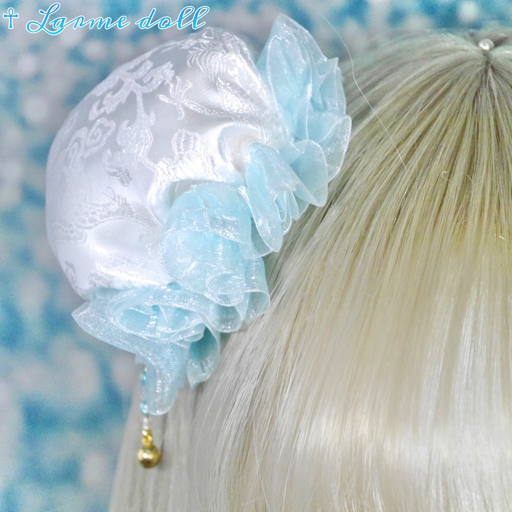 【完成品】【一点物】《☥》ゆめかわチャイナお団子カバー カラー▷白×水色