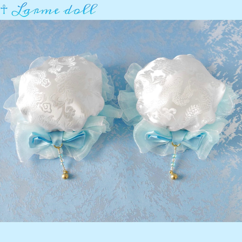 【完成品】【一点物】《☥》ゆめかわチャイナお団子カバー カラー▷白×水色