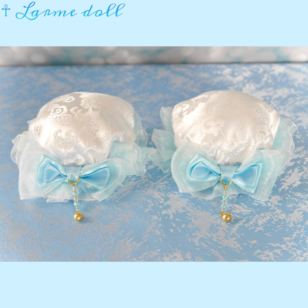 【完成品】【一点物】《☥》ゆめかわチャイナお団子カバー カラー▷白×水色