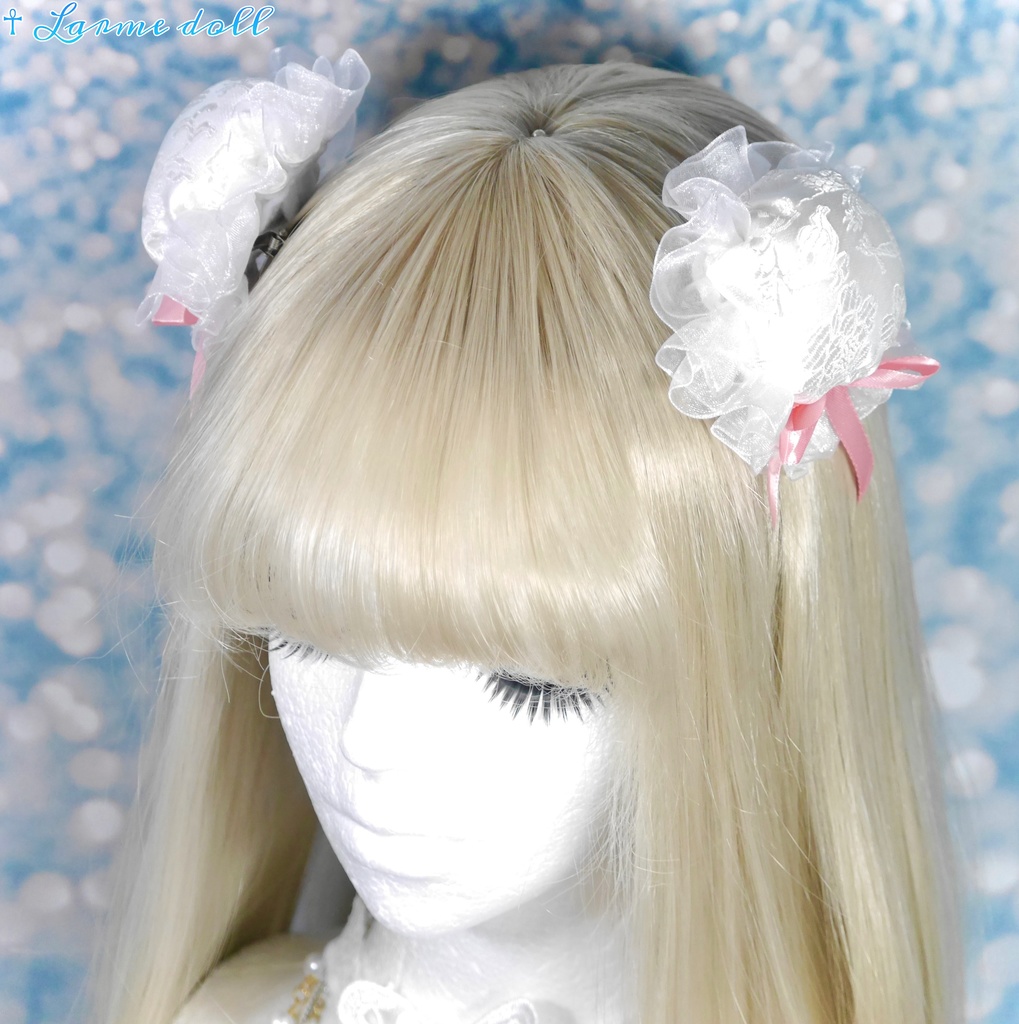 【完成品】《☥》綿入りミニミニチャイナお団子カバー カラー▷白×ピンク