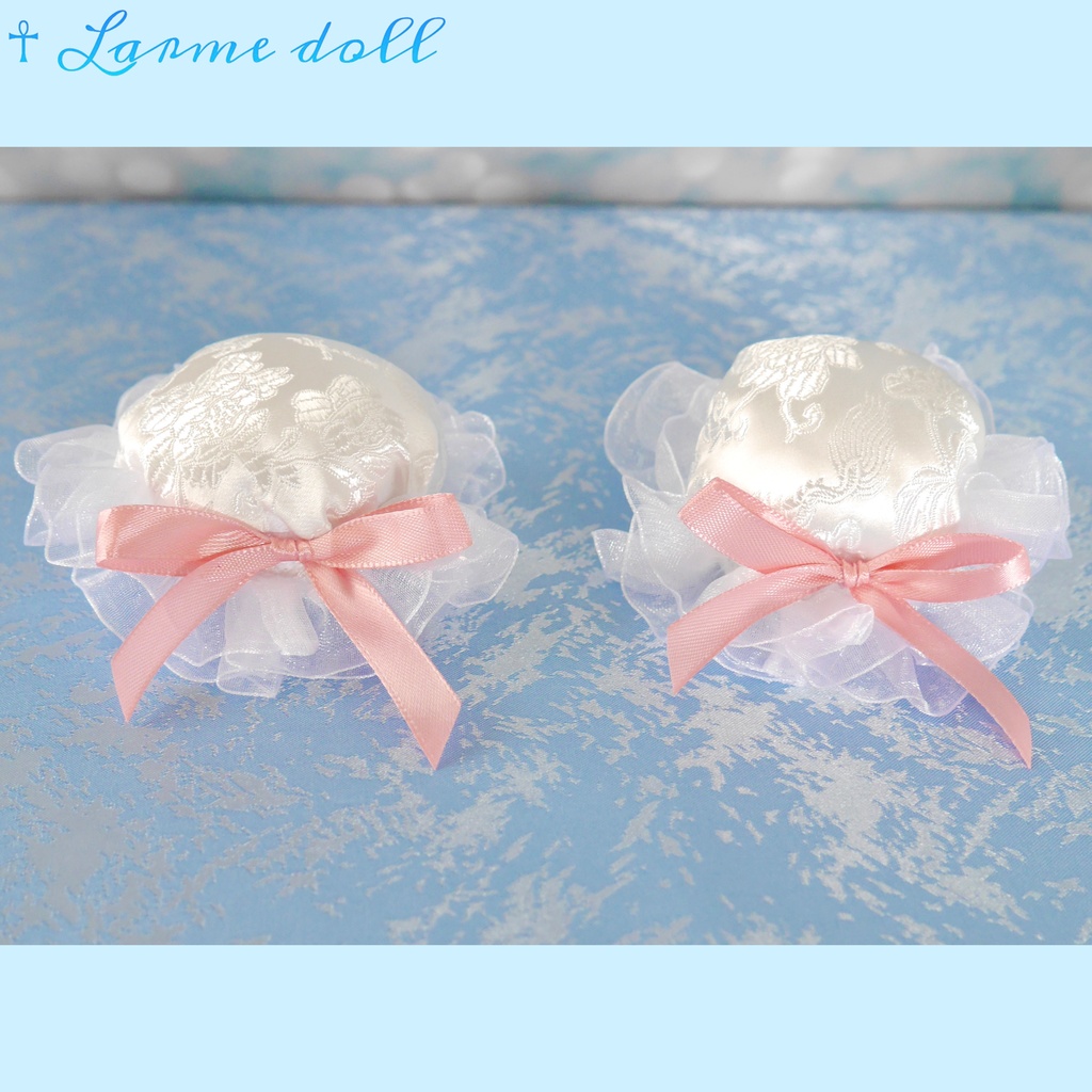 【完成品】《☥》綿入りミニミニチャイナお団子カバー カラー▷白×ピンク