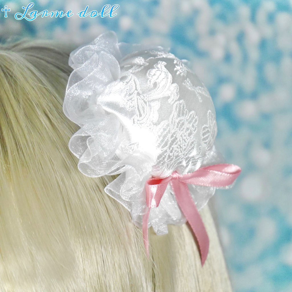 【完成品】《☥》綿入りミニミニチャイナお団子カバー カラー▷白×ピンク