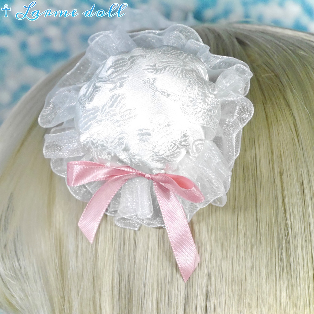 【完成品】《☥》綿入りミニミニチャイナお団子カバー カラー▷白×ピンク