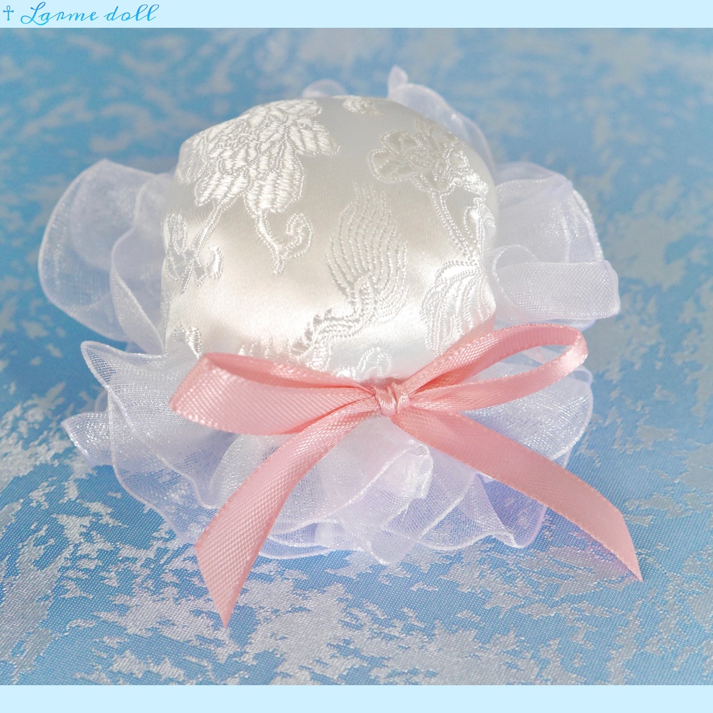 【完成品】《☥》綿入りミニミニチャイナお団子カバー カラー▷白×ピンク