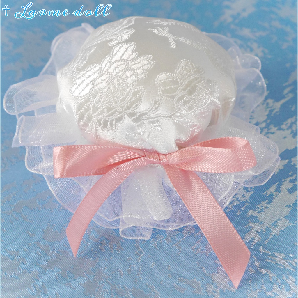 【完成品】《☥》綿入りミニミニチャイナお団子カバー カラー▷白×ピンク