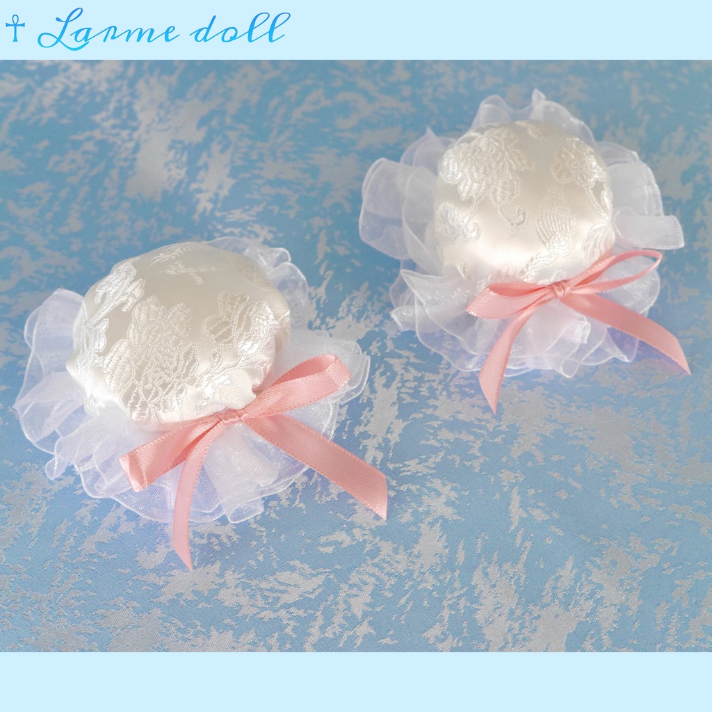 【完成品】《☥》綿入りミニミニチャイナお団子カバー カラー▷白×ピンク