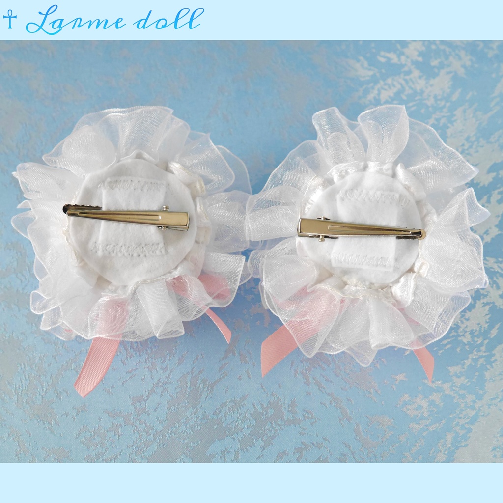 【完成品】《☥》綿入りミニミニチャイナお団子カバー カラー▷白×ピンク