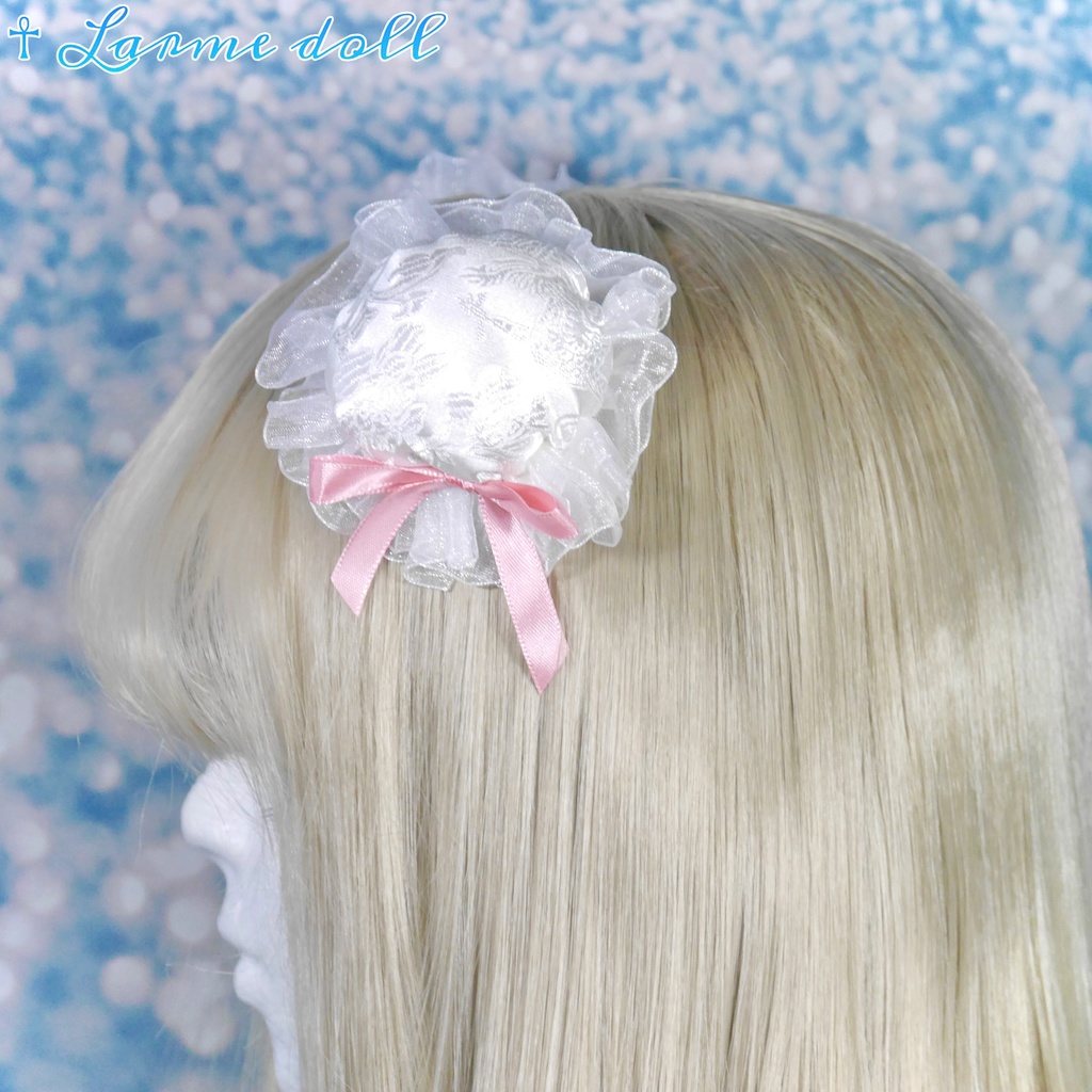 【完成品】《☥》綿入りミニミニチャイナお団子カバー カラー▷白×ピンク