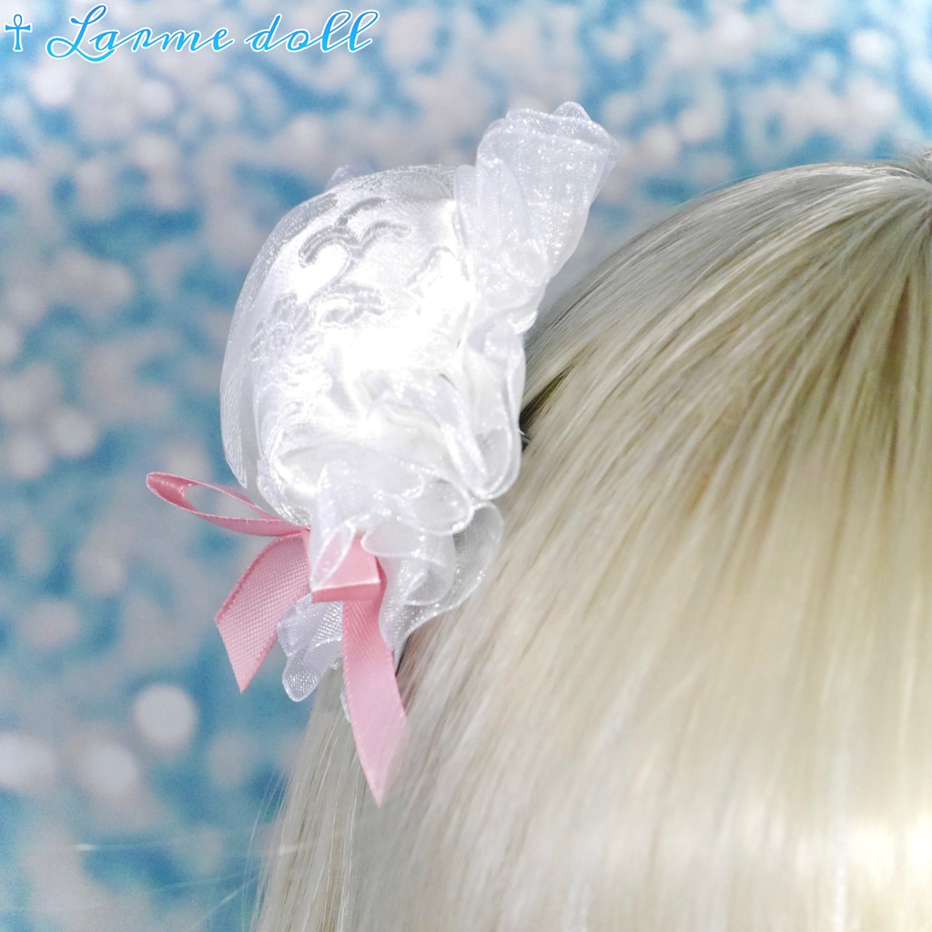 【完成品】《☥》綿入りミニミニチャイナお団子カバー カラー▷白×ピンク