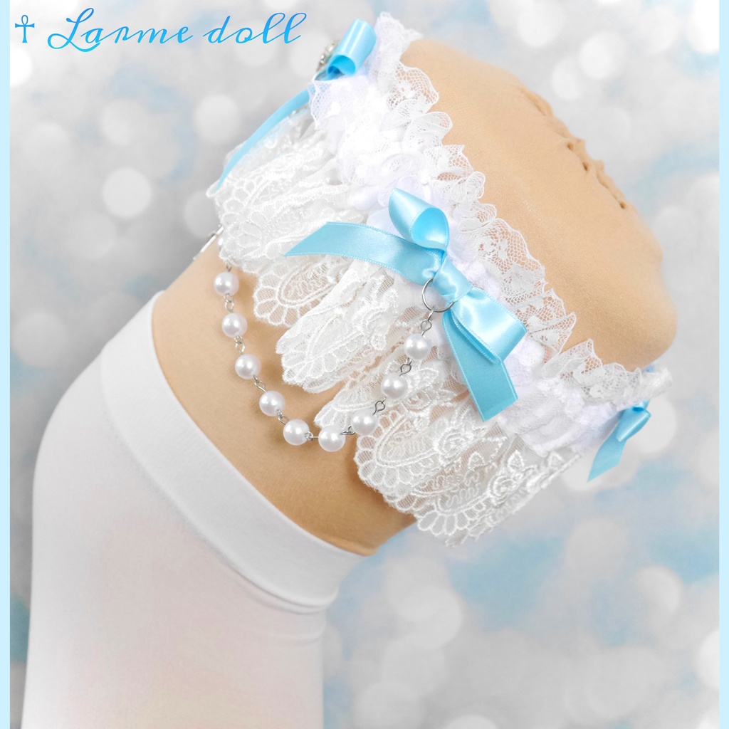 【受注生産】《☥》ロリィタガーターリング(アクリル製パールビーズタイプ)カラー▷白