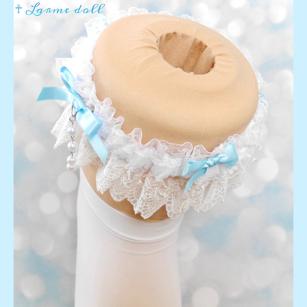 【受注生産】《☥》ロリィタガーターリング(アクリル製パールビーズタイプ)カラー▷白