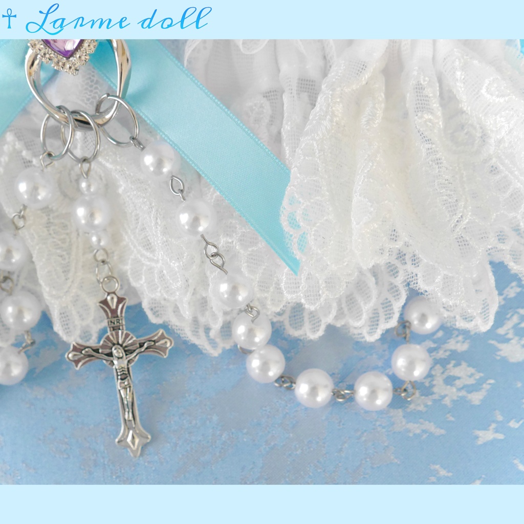 【受注生産】《☥》ロリィタガーターリング(アクリル製パールビーズタイプ)カラー▷白