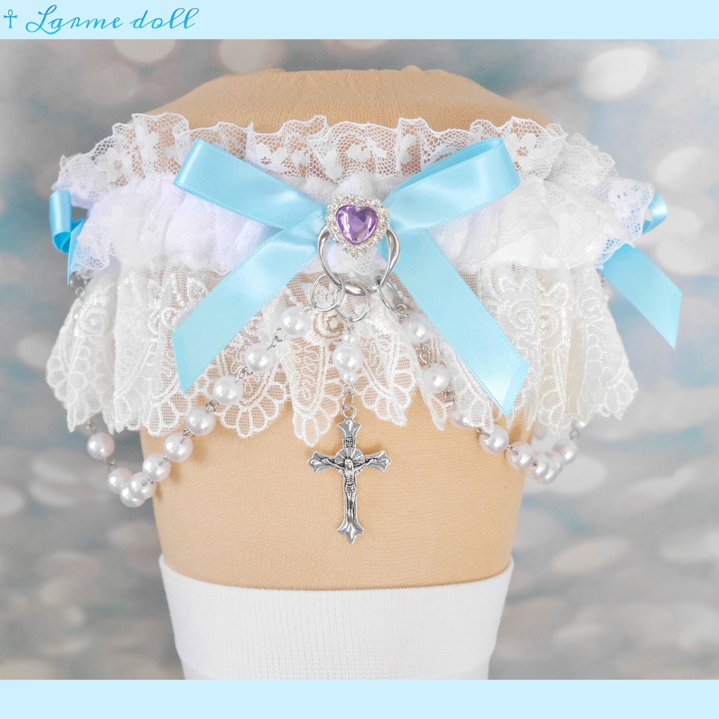 【受注生産】《☥》ロリィタガーターリング(アクリル製パールビーズタイプ)カラー▷白