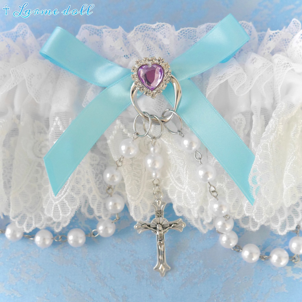 【受注生産】《☥》ロリィタガーターリング(アクリル製パールビーズタイプ)カラー▷白