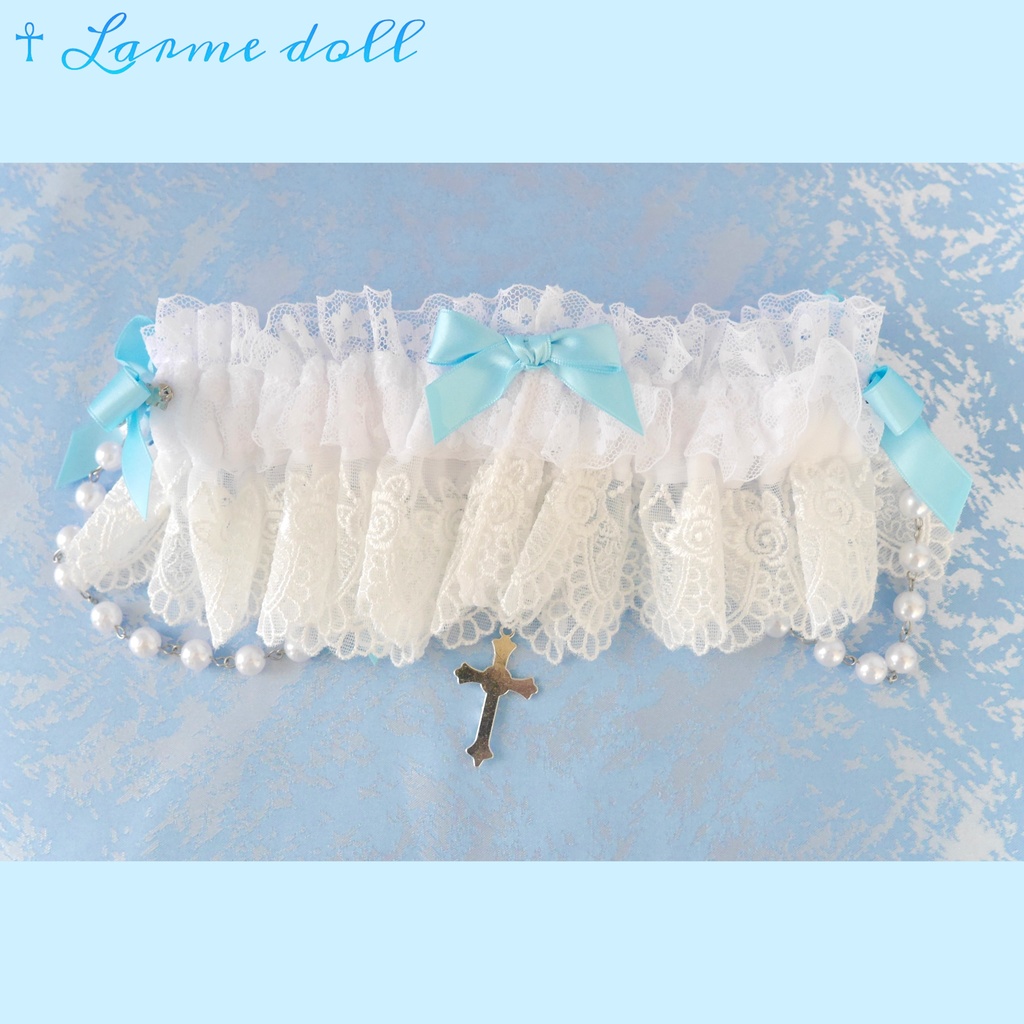 【受注生産】《☥》ロリィタガーターリング(アクリル製パールビーズタイプ)カラー▷白