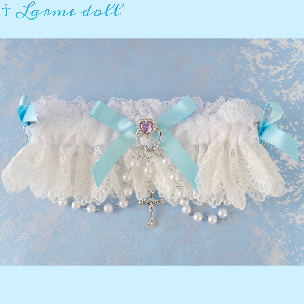 【受注生産】《☥》ロリィタガーターリング(アクリル製パールビーズタイプ)カラー▷白