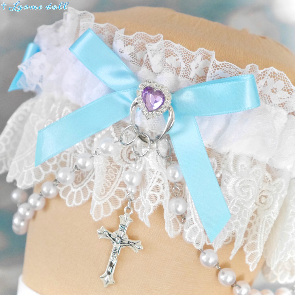 【受注生産】《☥》ロリィタガーターリング(アクリル製パールビーズタイプ)カラー▷白