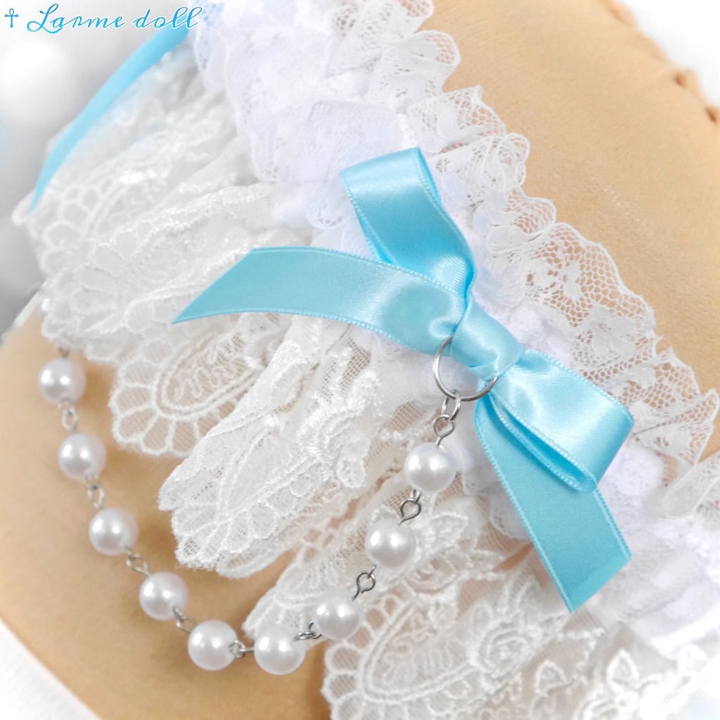 【受注生産】《☥》ロリィタガーターリング(アクリル製パールビーズタイプ)カラー▷白