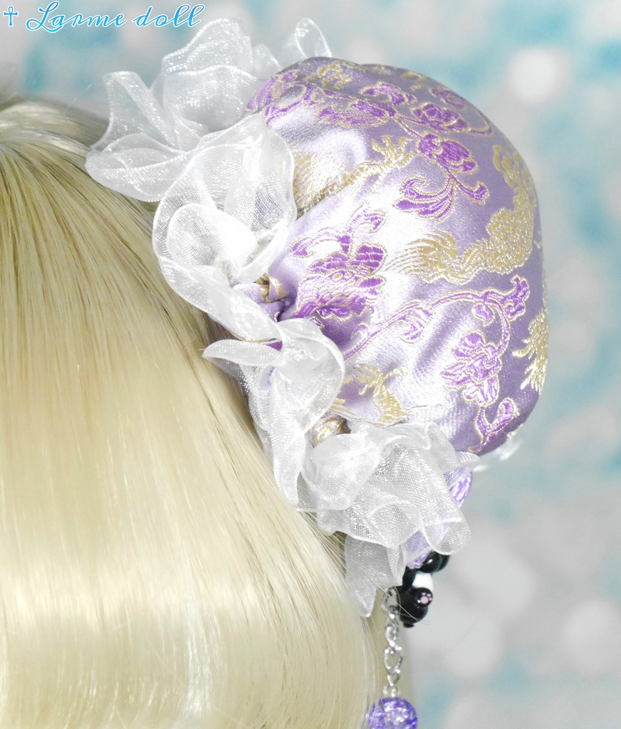 【受注生産】《☥》パンダチャイナお団子カバー(チャイナ生地タイプ)(レース白)本体カバーカラー▷紫