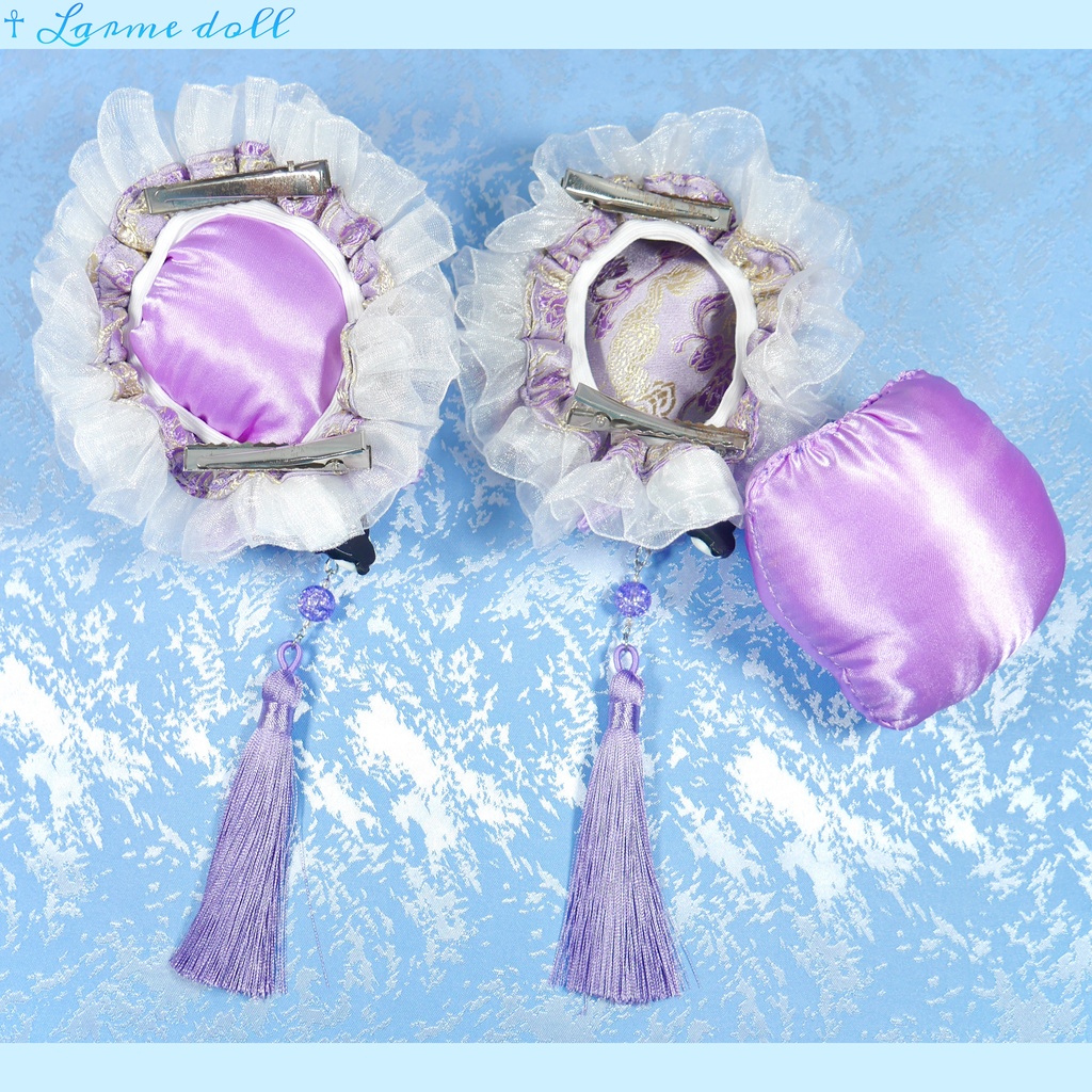 【受注生産】《☥》パンダチャイナお団子カバー(チャイナ生地タイプ)(レース白)本体カバーカラー▷紫