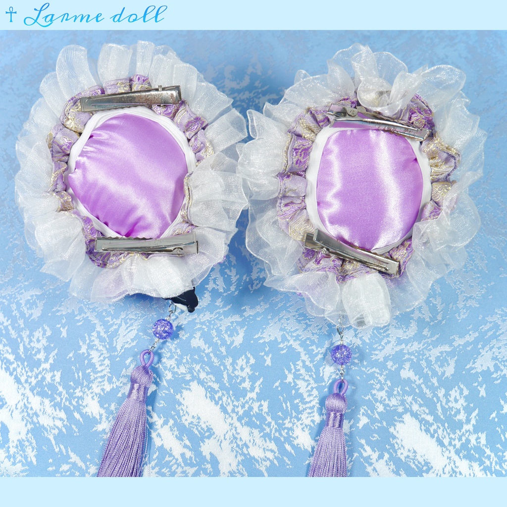 【受注生産】《☥》パンダチャイナお団子カバー(チャイナ生地タイプ)(レース白)本体カバーカラー▷紫