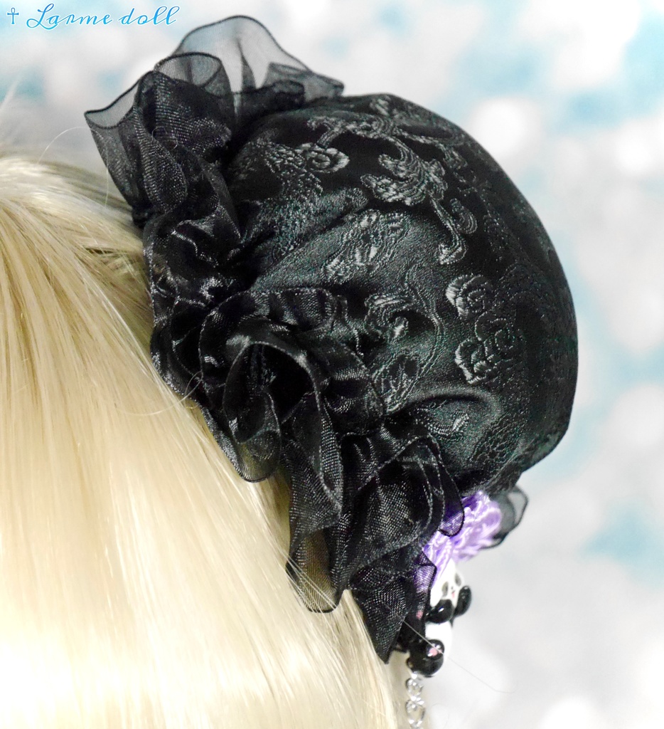 【受注生産】《☥》パンダチャイナお団子カバー(チャイナ生地タイプ)(レース黒)本体カバーカラー▷黒