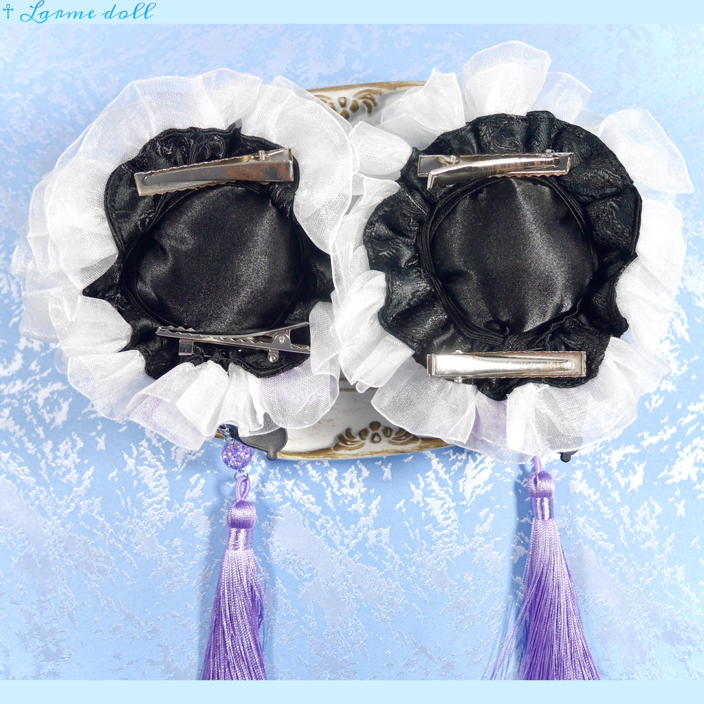 【受注生産】《☥》パンダチャイナお団子カバー(チャイナ生地タイプ)(レース白)本体カバーカラー▷黒