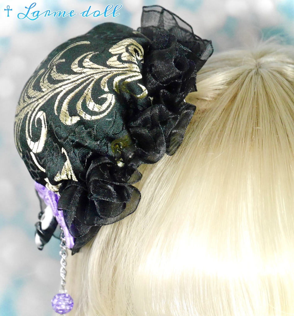 【受注生産】《☥》パンダチャイナお団子カバー(チャイナ生地タイプ)(レース黒)本体カバーカラー▷黒×ゴールド