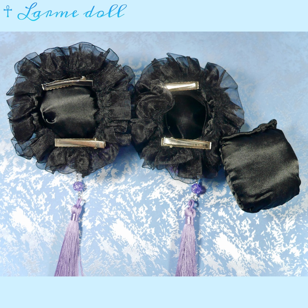 【受注生産】《☥》パンダチャイナお団子カバー(ファー生地タイプ)(レース黒)本体カバーカラー▷黒