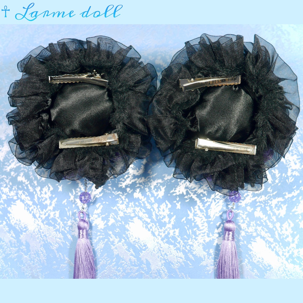 【受注生産】《☥》パンダチャイナお団子カバー(ファー生地タイプ)(レース黒)本体カバーカラー▷黒