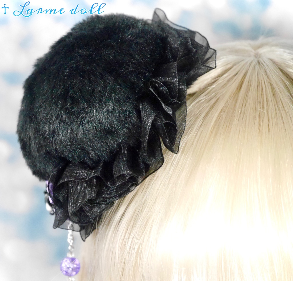 【受注生産】《☥》パンダチャイナお団子カバー(ファー生地タイプ)(レース黒)本体カバーカラー▷黒