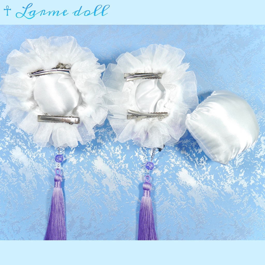 【受注生産】パンダチャイナお団子カバー(ファー生地タイプ)(レース白)本体カバーカラー▷白