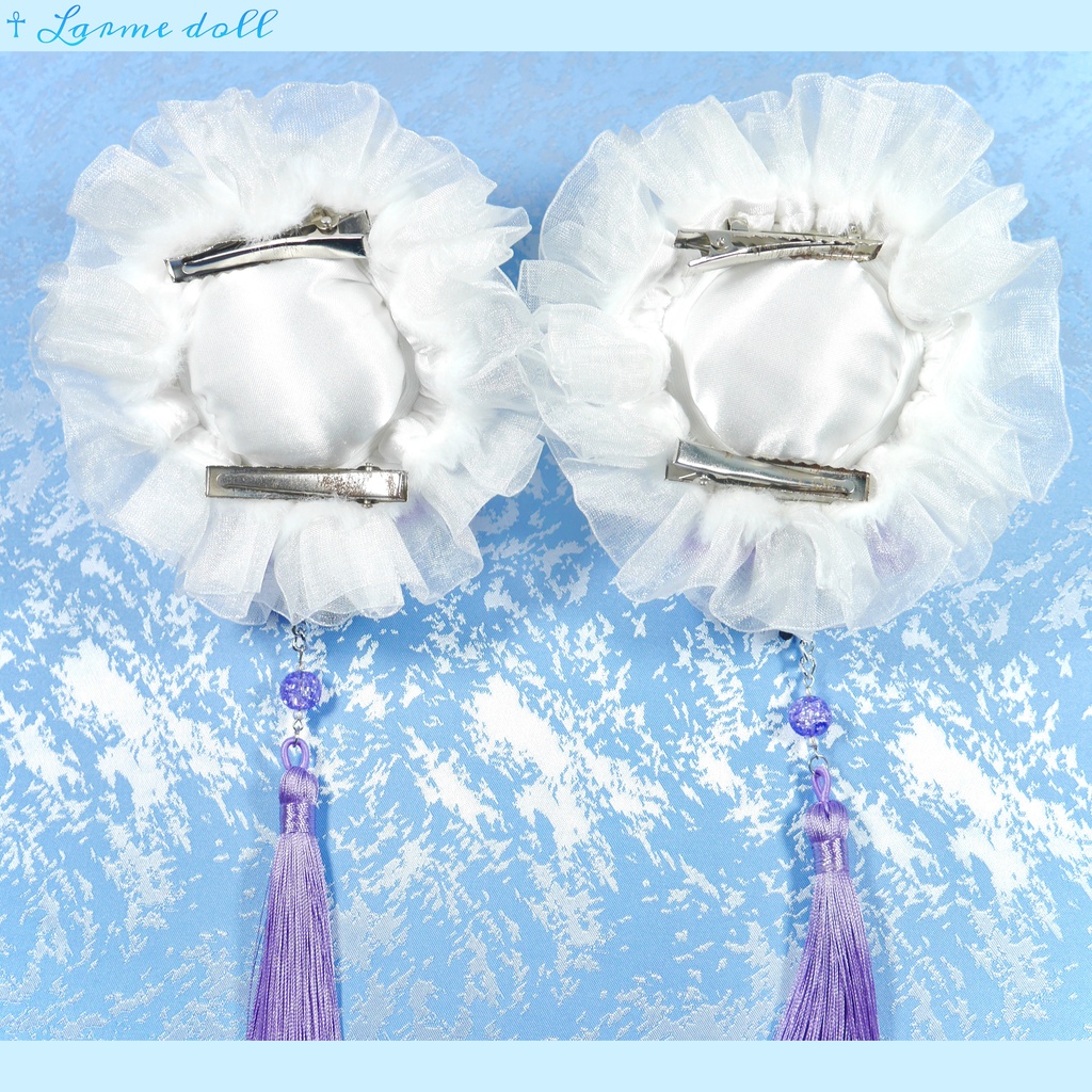 【受注生産】パンダチャイナお団子カバー(ファー生地タイプ)(レース白)本体カバーカラー▷白